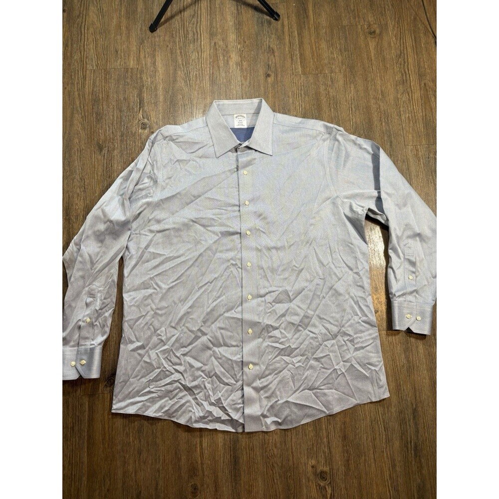 Brooks Brothers Shirt Men 18 - 36/37 Micro Pattern 100% Cotton Regent Fit